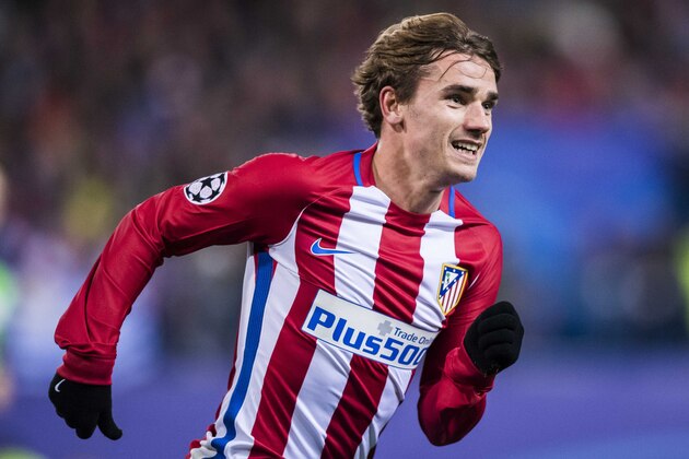 MADRID, SPAIN - NOVEMBER 23: Antoine Griezmann of Atletico de Madrid reacts during their 2016-17 UEFA Champions League match between Atletico de Madrid and PSV Eindhoven at the Vicente Calderon Stadium on 23 November 2016 in Madrid, Spain. (Photo by Power Sport Images/Getty Images)
