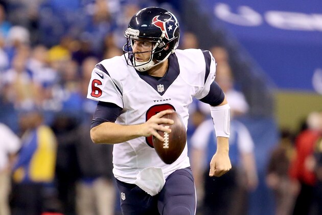 INDIANAPOLIS, IN - DECEMBER 20:  T.J. Yates #6 of the Houston Texans runs with the ball against the Indianapolis Colts at Lucas Oil Stadium on December 20, 2015 in Indianapolis, Indiana.  (Photo by Andy Lyons/Getty Images)