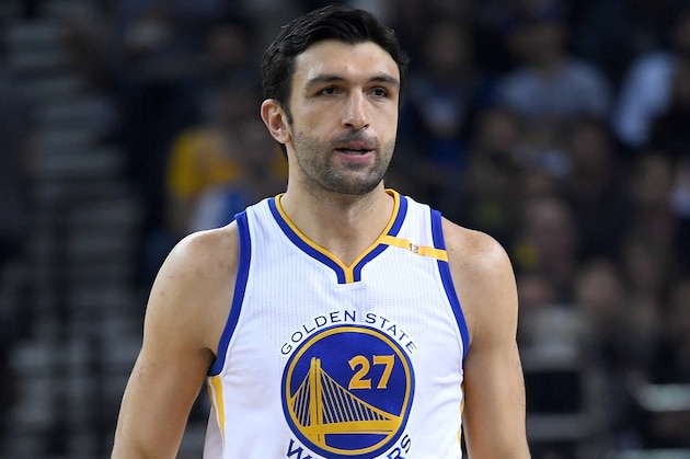 OAKLAND, CA - NOVEMBER 28:  Zaza Pachulia #27 of the Golden State Warriors looks on against the Atlanta Hawks during an NBA basketball game at ORACLE Arena on November 28, 2016 in Oakland, California. NOTE TO USER: User expressly acknowledges and agrees that, by downloading and or using this photograph, User is consenting to the terms and conditions of the Getty Images License Agreement.  (Photo by Thearon W. Henderson/Getty Images)