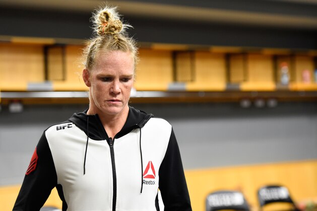 CHICAGO, IL - JULY 23:  Holly Holm warms up backstage during the UFC Fight Night event at the United Center on July 23, 2016 in Chicago, Illinois. (Photo by Mike Roach/Zuffa LLC/Zuffa LLC via Getty Images)