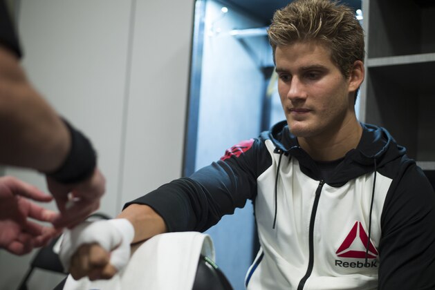 LAS VEGAS, NV - JULY 9:  Sage Northcutt has his hands wrapped in the locker room before UFC 200 at T-Mobile Arena on July 9, 2016 in Las Vegas, Nevada. (Photo by Cooper Neill/Zuffa LLC/Zuffa LLC via Getty Images)