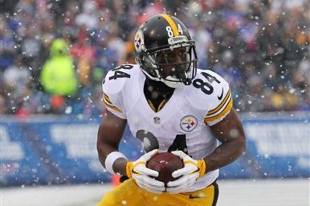 Pittsburgh Steelers wide receiver Antonio Brown (84) runs after a catch against the Buffalo Bills during the first half of an NFL football game, Sunday, Dec. 11, 2016, in Orchard Park, N.Y. (AP Photo/Bill Wippert)