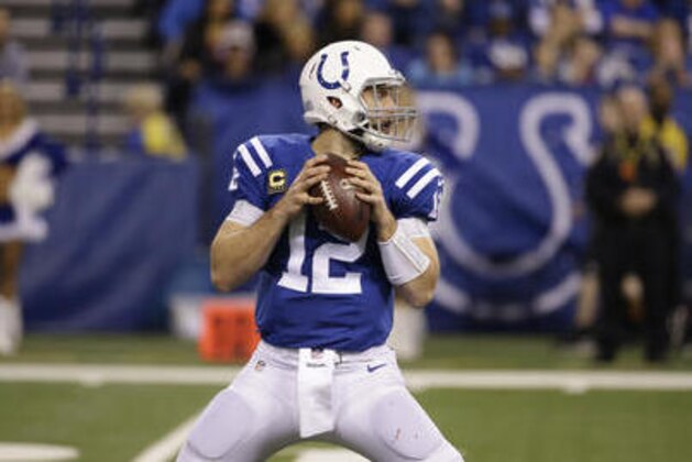 Indianapolis Colts quarterback Andrew Luck drops back to pass during the second half of an NFL football game against the Houston Texans Sunday, Dec. 11, 2016, in Indianapolis. (AP Photo/Michael Conroy)