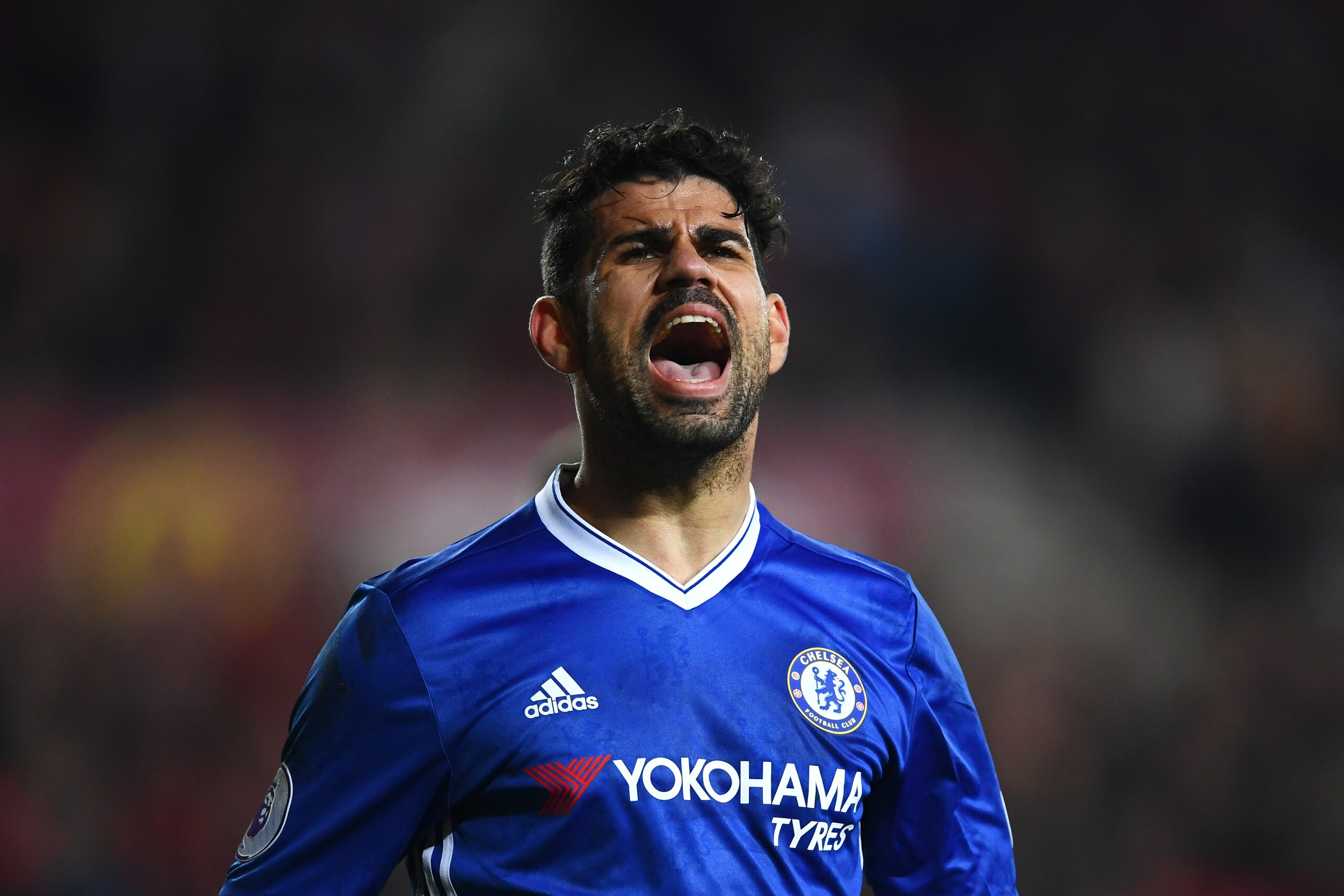 SUNDERLAND, ENGLAND - DECEMBER 14: Diego Costa of Chelsea reacts during the Premier League match between Sunderland and Chelsea at Stadium of Light on December 14, 2016 in Sunderland, England.  (Photo by Laurence Griffiths/Getty Images)