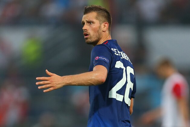 ROTTERDAM, NETHERLANDS - SEPTEMBER 15: Morgan Schneiderlin of Manchester United during the UEFA Europa League match between Feyenoord and Manchester United at Feijenoord Stadion on September 15, 2016 in Rotterdam, . (Photo by Catherine Ivill - AMA/Getty Images)