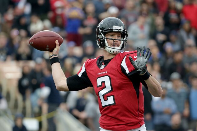 LOS ANGELES, CA - DECEMBER 11:  Quarterback Matt Ryan #2 of the Atlanta Falcons drops back to pass against the Los Angeles Rams in the second quarter at Los Angeles Memorial Coliseum on December 11, 2016 in Los Angeles, California.  (Photo by Jeff Gross/Getty Images)