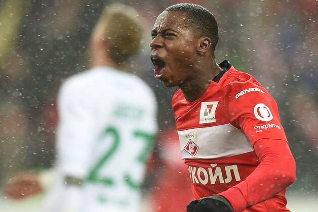 MOSCOW, RUSSIA - DECEMBER 05: Quincy Promes of FC Spartak Moscow celebrates after scoring a goal during the Russian Premier League match between FC Spartak Moscow v FC Rubin Kazan at Otkrytie Arena Stadium on December 05, 2016 in Moscow, Russia. (Photo by Epsilon/Getty Images)