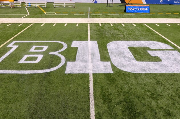 DETROIT, MI - DECEMBER 28:  A detailed view of the Big Ten logo painted on the field prior to the Quick Lane Bowl between the Minnesota Golden Gophers and the Central Michigan Chippewas at Ford Field on December 28, 2015 in Detroit, Michigan. Minnesota defeated Central Michigan 21-14.  (Photo by Mark Cunningham/Getty Images)