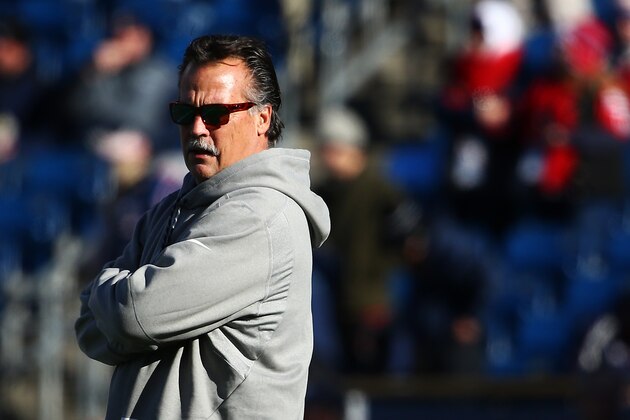 FOXBORO, MA - DECEMBER 04:  Head coach Jeff Fisher of the Los Angeles Rams walks on the field before the game against the New England Patriots at Gillette Stadium on December 4, 2016 in Foxboro, Massachusetts.  (Photo by Adam Glanzman/Getty Images)