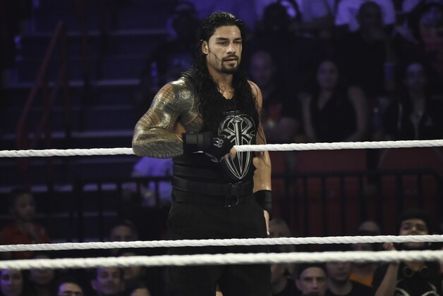 MIAMI, FL- SEPTEMBER 01: Roman Reigns looks on during the WWE Smackdown on September 1, 2015 at the American Airlines Arena in Miami, Florida.  (Photo by Ron ElkmanSports Imagery/Getty Images)