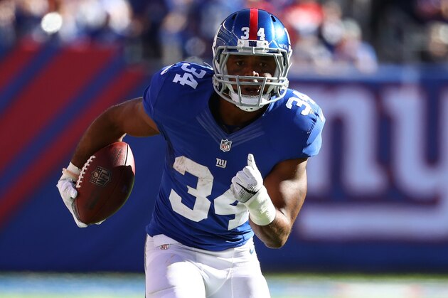 EAST RUTHERFORD, NJ - SEPTEMBER 25:   Shane Vereen #34 of the New York Giants in action against the Washington Redskins during their game at MetLife Stadium on September 25, 2016 in East Rutherford, New Jersey.  (Photo by Al Bello/Getty Images)
