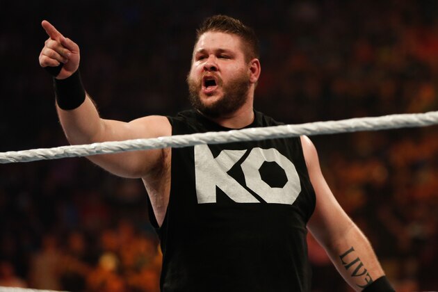 NEW YORK, NY - AUGUST 23:  Kevin Owens celebrates his victory over Cesaro at the WWE SummerSlam 2015 at Barclays Center of Brooklyn on August 23, 2015 in New York City.  (Photo by JP Yim/Getty Images)