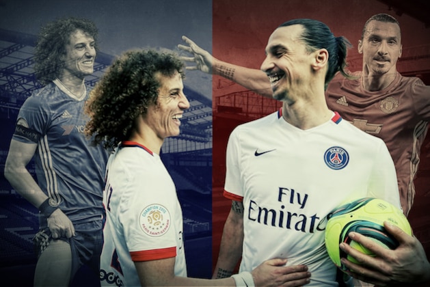 PSG's Zlatan Ibrahimovic, left, and David Luiz, right, leave the pitch after the Champions League group A soccer match between Real Madrid and PSG at the Santiago Bernabeu stadium in Madrid, Tuesday, Nov. 3, 2015. Real Madrid won 1-0. (AP Photo/Francisco Seco)