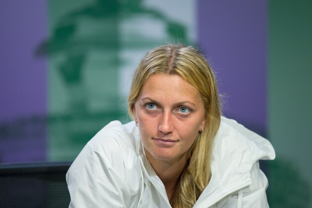 LONDON, ENGLAND - JULY 04: Petra Kvitova of Czech Republic attends a press conference during day six of the Wimbledon Lawn Tennis Championships at the All England Lawn Tennis and Croquet Club on July 4, 2015 in London, England. (Photo by Javier Garcia - Pool/AELTC/Getty Images)