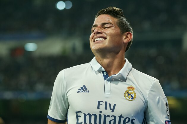 MADRID, SPAIN - DECEMBER 07: James Rodriguez of Real Madrid looks on   during the UEFA Champions League match between Real Madrid CF and Borussia Dortmund at Bernabeu on December 7, 2016 in Madrid. (Photo by TF-Images/Getty Images)