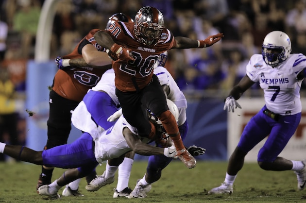 BOCA RATON, FL - DECEMBER 20: Anthony Wales #20 of the Western Kentucky Hilltoppers in action during the first half of the game against the Memphis Tigers at FAU Stadium on December 20, 2016 in Boca Raton, Florida. (Photo by Rob Foldy/Getty Images)