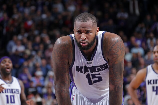 SACRAMENTO, CA - DECEMBER 20:  DeMarcus Cousins #15 of the Sacramento Kings looks on during the game against the Portland Trail Blazers on December 20, 2016 at Golden 1 Center in Sacramento, California. NOTE TO USER: User expressly acknowledges and agrees that, by downloading and or using this Photograph, user is consenting to the terms and conditions of the Getty Images License Agreement. Mandatory Copyright Notice: Copyright 2016 NBAE (Photo by Rocky Widner/NBAE via Getty Images)