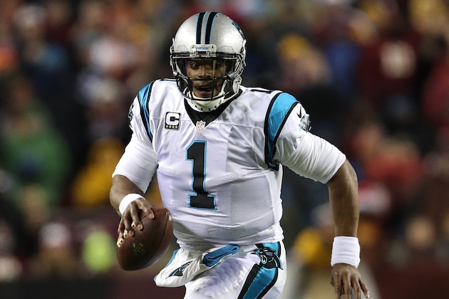 LANDOVER, MD - DECEMBER 19: Quarterback Cam Newton #1 of the Carolina Panthers in action   against the Washington Redskins at FedExField on December 19, 2016 in Landover, Maryland. (Photo by Patrick Smith/Getty Images)