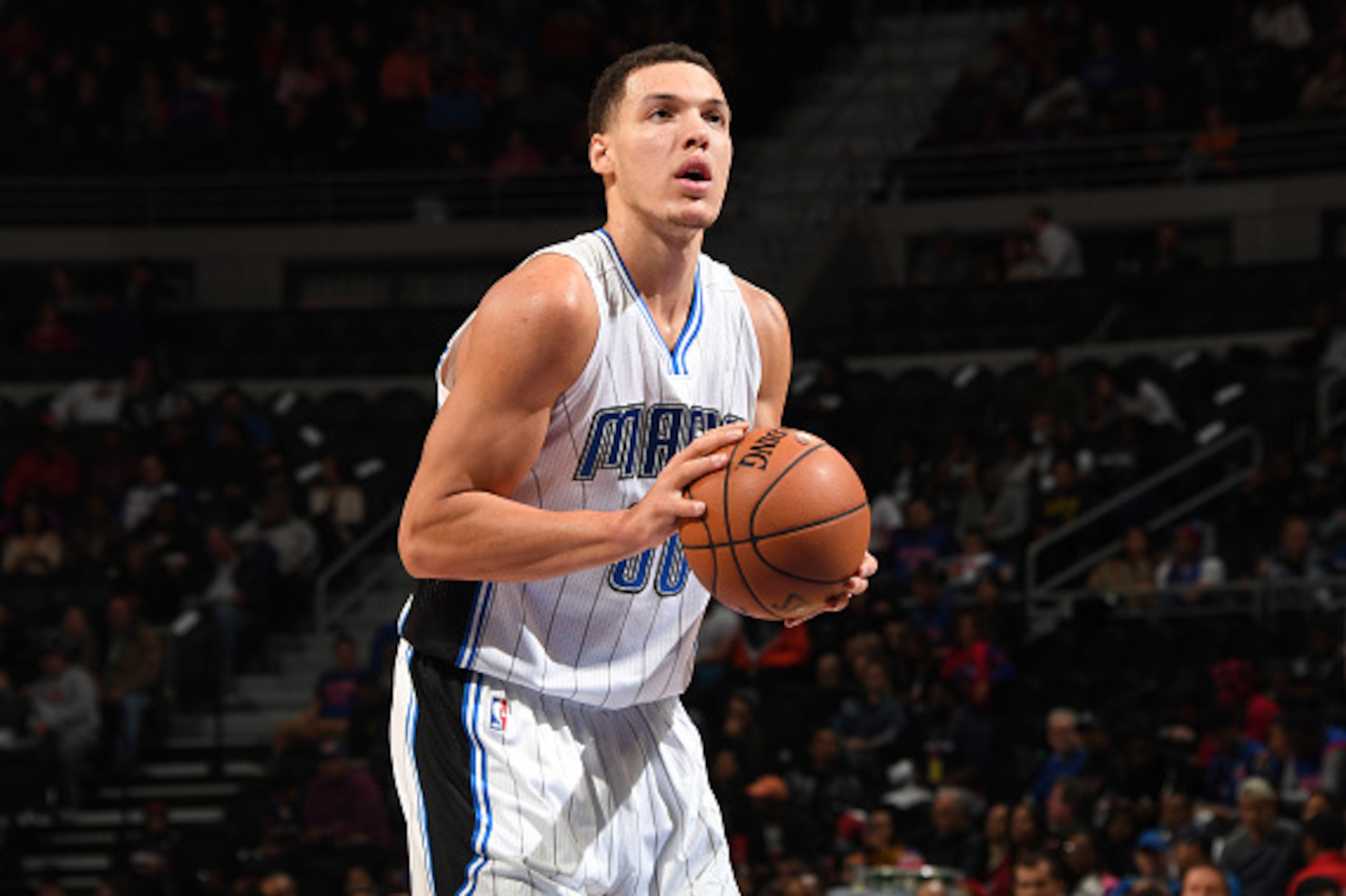 AUBURN HILLS, MI - DECEMBER 4: Aaron Gordon #00 of the Orlando Magic shoots a free throw during a game against the Detroit Pistons on December 4, 2016 at The Palace of Auburn Hills in Auburn Hills, Michigan. NOTE TO USER: User expressly acknowledges and agrees that, by downloading and/or using this photograph, user is consenting to the terms and conditions of the Getty Images License Agreement. Mandatory Copyright Notice: Copyright 2016 NBAE (Photo by Chris Schwegler/NBAE via Getty Images) AUBURN HILLS, MI - DECEMBER 4: Aaron Gordon #00 of the Orlando Magic shoots a free throw during a game against the Detroit Pistons on December 4, 2016 at The Palace of Auburn Hills in Auburn Hills, Michigan. NOTE TO USER: User expressly acknowledges and agrees that, by downloading and/or using this photograph, user is consenting to the terms and conditions of the Getty Images License Agreement. Mandatory Copyright Notice: Copyright 2016 NBAE (Photo by Chris Schwegler/NBAE via Getty Images)