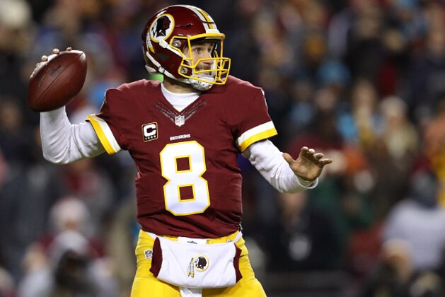 LANDOVER, MD - DECEMBER 19: Quarterback Kirk Cousins #8 of the Washington Redskins drops back to pass against the Carolina Panthers in the first quarter at FedExField on December 19, 2016 in Landover, Maryland. (Photo by Patrick Smith/Getty Images)