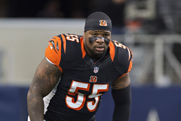 ARLINGTON, TX - OCTOBER 09: Vontaze Burfict #55 of the Cincinnati Bengals warming up before a game against the Dallas Cowboys at AT&T Stadium on October 9, 2016 in Arlington, Texas. The Cowboys defeated the Bengals 28-14.  (Photo by Wesley Hitt/Getty Images)