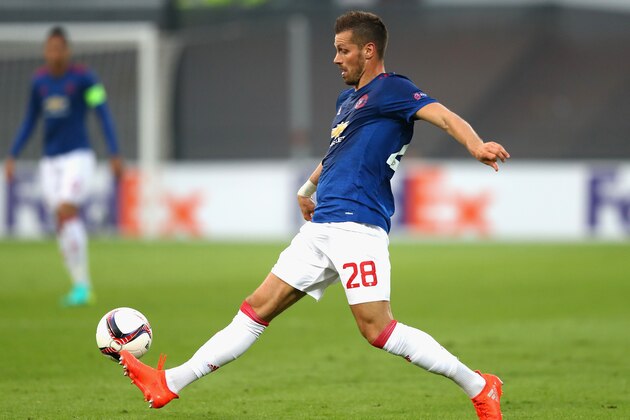 ROTTERDAM, NETHERLANDS - SEPTEMBER 15:  Morgan Schneiderlin of Manchester United in action during the UEFA Europa League Group A match between Feyenoord and Manchester United FC at Feijenoord Stadion on September 15, 2016 in Rotterdam, .  (Photo by Dean Mouhtaropoulos/Getty Images)