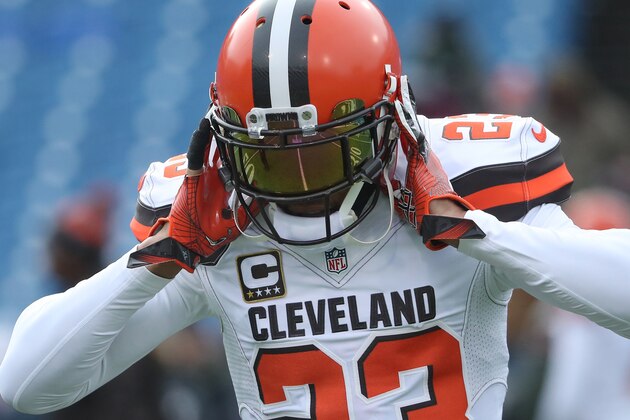 ORCHARD PARK, NY - DECEMBER 18: Joe Haden #23 of the Cleveland Browns warms up before the start of NFL game action against the Buffalo Bills at New Era Field on December 18, 2016 in Orchard Park, New York. (Photo by Tom Szczerbowski/Getty Images)