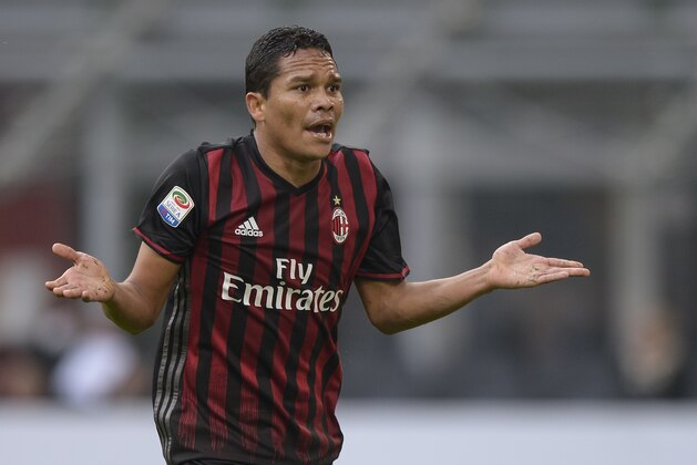 Carlos Bacca of AC Milan reacts the Serie A match between AC Milan and Pescara Calcio at Stadio Giuseppe Meazza on October 30, 2016 in Milan, Italy.