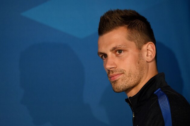 France's midfielder Morgan Schneiderlin arrives for a press conference in Neustift im Stubaital, on June 2, 2016, as part of the team's preparation for the upcoming Euro 2016 European football championships.   / AFP / FRANCK FIFE        (Photo credit should read FRANCK FIFE/AFP/Getty Images)