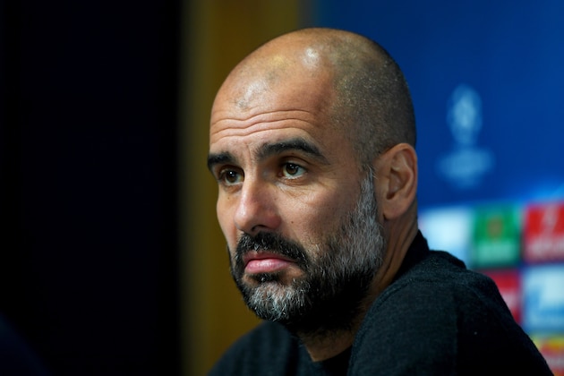 MANCHESTER, ENGLAND - DECEMBER 05:  Pep Guardiola, manager of Manchester City looks on during a press conference ahead of the UEFA Champions League group C match against Celtic at the Football Academy Campus on December 5, 2016 in Manchester, England.  (Photo by Gareth Copley/Getty Images)
