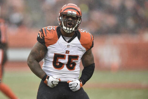 Cincinnati Bengals outside linebacker Vontaze Burfict (55) reacts after making a tackle during an NFL football game against the Cleveland Browns, Sunday, Dec. 11, 2016, in Cleveland. The Bengals won 23-10. (AP Photo/David Richard)
