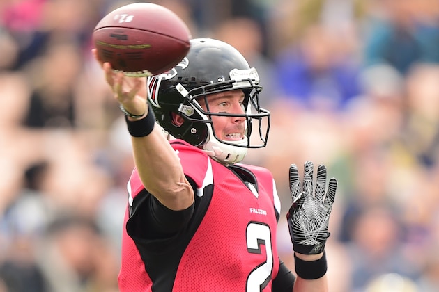 LOS ANGELES, CA - DECEMBER 11:  Matt Ryan #2 of the Atlanta Falcons makes a pass during the first quarter against the Los Angeles Rams at Los Angeles Memorial Coliseum on December 11, 2016 in Los Angeles, California.  (Photo by Harry How/Getty Images)
