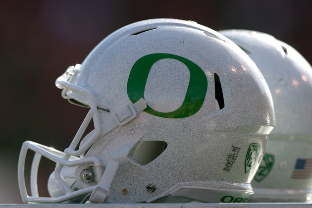 SALT LAKE CITY, UT - NOVEMBER 19: Isolated view of Oregon Ducks helmets on the sideline during the Ducks game against the Utah Utes at Rice-Eccles Stadium on November 19, 2016 in Salt Lake City, Utah. (Photo by Gene Sweeney Jr/Getty Images)