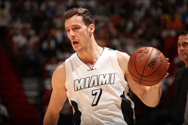 MIAMI, FL - DECEMBER 22:  Goran Dragic #7 of the Miami Heat handles the ball during a game against the Los Angeles Lakers on December 22, 2016 at American Airlines Arena in Miami, Florida. NOTE TO USER: User expressly acknowledges and agrees that, by downloading and/or using this photograph, user is consenting to the terms and conditions of the Getty Images License Agreement. Mandatory Copyright Notice: Copyright 2016 NBAE (Photo by Issac Baldizon/NBAE via Getty Images)