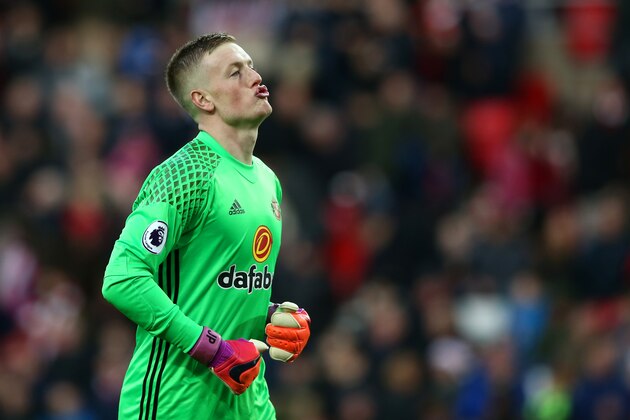 SUNDERLAND, ENGLAND - DECEMBER 17: Jordan Pickford of Sunderland in action during the Premier League match between Sunderland and Watford at Stadium of Light on December 17, 2016 in Sunderland, England.  (Photo by Jan Kruger/Getty Images)