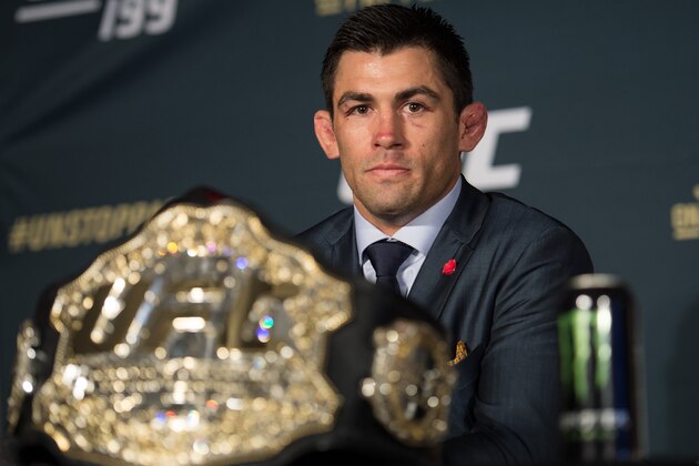 INGLEWOOD, CA - JUNE 04:  Dominick Cruz speaks to the media during the post fight press conference after the UFC 199 event at The Forum on June 4, 2016 in Inglewood, California.  (Photo by Brandon Magnus/Zuffa LLC/Zuffa LLC via Getty Images)
