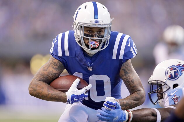 INDIANAPOLIS, IN - NOVEMBER 20: Donte Moncrief #10 of the Indianapolis Colts runs with the ball during the first half of the game against the Tennessee Titans at Lucas Oil Stadium on November 20, 2016 in Indianapolis, Indiana. (Photo by Andy Lyons/Getty Images) INDIANAPOLIS, IN - NOVEMBER 20: Donte Moncrief #10 of the Indianapolis Colts runs with the ball during the first half of the game against the Tennessee Titans at Lucas Oil Stadium on November 20, 2016 in Indianapolis, Indiana. (Photo by Andy Lyons/Getty Images)
