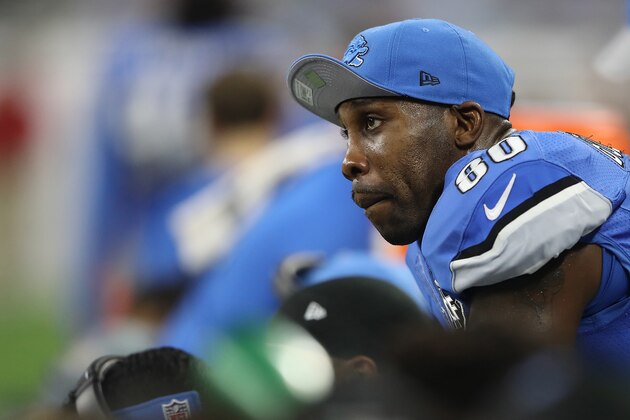 DETROIT, MI - NOVEMBER 24: Anquan Boldin #80 of the Detroit Lions watches the action from the sideline during the second quarter of the game against the Minnesota Vikings at Ford Field on November 24, 2016 in Detroit, Michigan. Detroit defeated Minnesota 16-13. (Photo by Leon Halip/Getty Images)