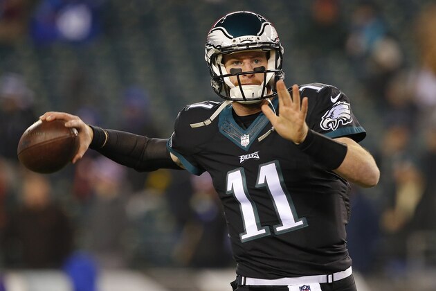 PHILADELPHIA, PA - DECEMBER 22: Carson Wentz #11 of the Philadelphia Eagles warms up before a game against the New York Giants at Lincoln Financial Field on December 22, 2016 in Philadelphia, Pennsylvania. The Eagles defeated the Giants 24-19. (Photo by Rich Schultz/Getty Images)