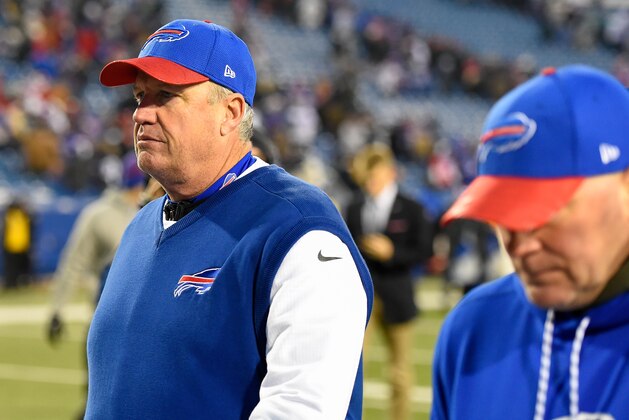 ORCHARD PARK, NY - DECEMBER 24:  Head coach Rex Ryan of the Buffalo Bills walks off the field following the game against the Miami Dolphins at New Era Field on December 24, 2016 in Orchard Park, New York. The Miami Dolphins defeated the Buffalo Bills 34-31 in overtime. (Photo by Rich Barnes/Getty Images)