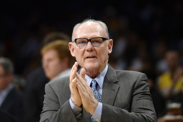 LOS ANGELES, CA - MARCH 15: George Karl of the Sacramento Kings during the basketball game against the Los Angeles Lakers at Staples Center March 15, 2016, in Los Angeles, California. NOTE TO USER: User expressly acknowledges and agrees that, by downloading and or using the photograph, User is consenting to the terms and conditions of the Getty Images License Agreement. (Photo by Kevork Djansezian/Getty Images)