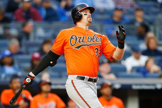 NEW YORK, NY - OCTOBER 01:  Matt Wieters #32 of the Baltimore Orioles in action against the New York Yankees at Yankee Stadium on October 1, 2016 in the Bronx borough of New York City. The Yankees defeated the Orioles 7-3.  (Photo by Jim McIsaac/Getty Images)