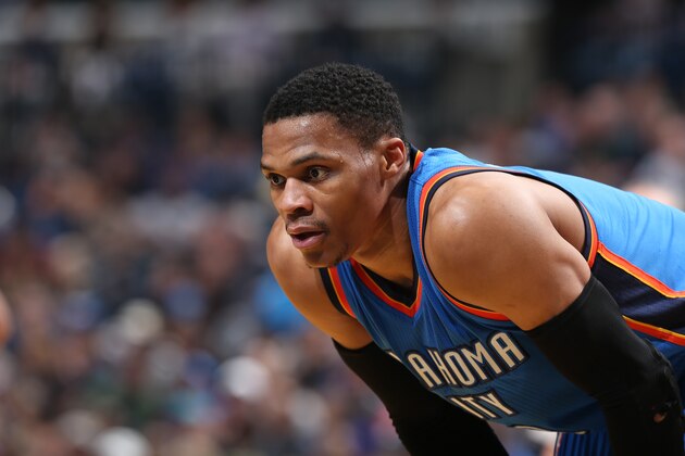 MEMPHIS, TN - DECEMBER 29: Russell Westbrook #0 of the Oklahoma City Thunder is seen during the game against the Memphis Grizzlies on December 29, 2016 in Memphis, Tennessee. NOTE TO USER: User expressly acknowledges and agrees that, by downloading and or using this photograph, User is consenting to the terms and conditions of the Getty Images License Agreement. Mandatory Copyright Notice: Copyright 2016 NBAE (Photo by Joe Murphy/NBAE via Getty Images)