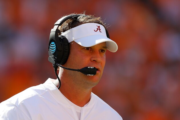 KNOXVILLE, TN - OCTOBER 15:  Offensive coordinator Lane Kiffin of the Alabama Crimson Tide looks on during the game against the Tennessee Volunteers at Neyland Stadium on October 15, 2016 in Knoxville, Tennessee.  (Photo by Kevin C. Cox/Getty Images)