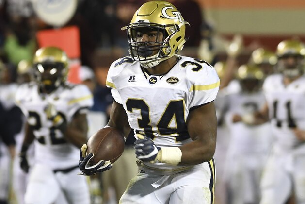 BLACKSBURG, VA - NOVEMBER 12: Running back Marcus Marshall