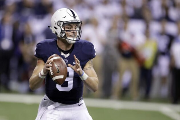 Penn State quarterback Trace McSorley drops back to pass during the first half of the Big Ten championship NCAA college football game against Wisconsin Saturday, Dec. 3, 2016, in Indianapolis. (AP Photo/Michael Conroy) Penn State quarterback Trace McSorley drops back to pass during the first half of the Big Ten championship NCAA college football game against Wisconsin Saturday, Dec. 3, 2016, in Indianapolis. (AP Photo/Michael Conroy)