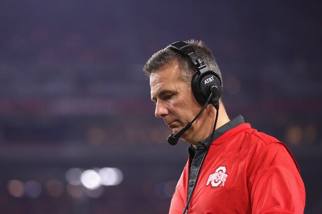 GLENDALE, AZ - DECEMBER 31:  Head coach Urban Meyer of the Ohio State Buckeyes watches the action during the second half of the 2016 PlayStation Fiesta Bowl  against the Clemson Tigers at University of Phoenix Stadium on December 31, 2016 in Glendale, Arizona.  (Photo by Christian Petersen/Getty Images)