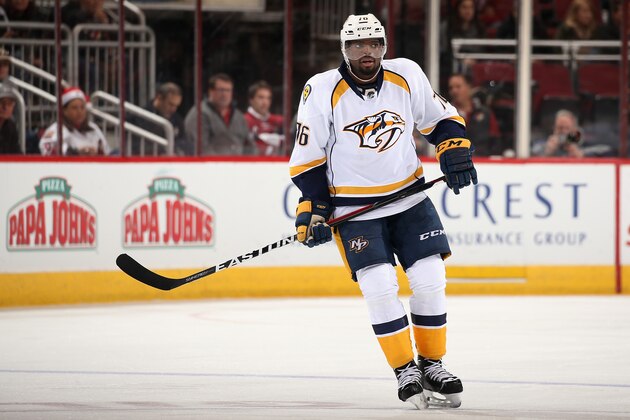 GLENDALE, AZ - DECEMBER 10:  P.K. Subban #76 of the Nashville Predators during the NHL game against the Arizona Coyotes at Gila River Arena on December 10, 2016 in Glendale, Arizona. The Coyotes defeated the Predators 4-1.  (Photo by Christian Petersen/Getty Images)
