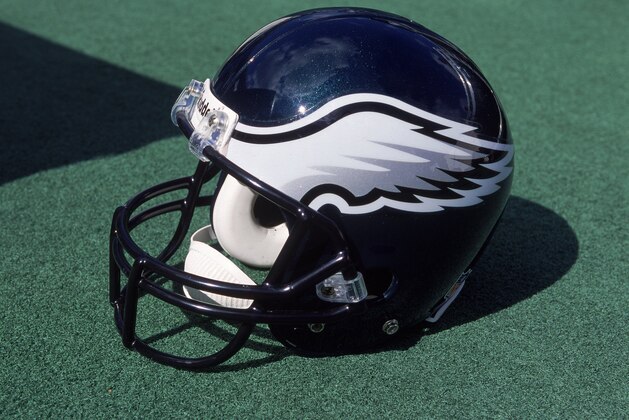 8 Oct 2000:  A general view of the Philadelphia Eagles helmet after the game against the Washington Redskins at the Veterans Stadium in Philadelphia, Pennsylvania. The Redskins defeated the Eagles 17-14.Mandatory Credit: Doug Pensinger  /Allsport
