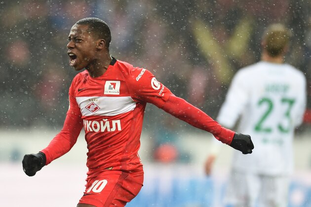 MOSCOW, RUSSIA - DECEMBER 05: Quincy Promes of FC Spartak Moscow celebrates after scoring a goal during the Russian Premier League match between FC Spartak Moscow v FC Rubin Kazan at Otkrytie Arena Stadium on December 05, 2016 in Moscow, Russia. (Photo by Epsilon/Getty Images)